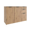 Mobile Multiuso Armadietto 3 Ante 2 Cassetti Credenza Ripiani Salvaspazio in Legno FSC, Madia Rovere per Soggiorno o Ingresso – 106x35x88 cm