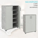 Mobile Multiuso da Casa e Ufficio 2 Ante 5 Ripiani, Armadio Salvaspazio in Legno MDF, Design Moderno - Cemento Bianco 60x35x90 cm