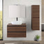 Suspended Bathroom Cabinet with Countertop Sink and Mirror 2 Space-Saving Wooden Drawers cm 80 – Canaletto Walnut