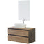 Wall-hung Bathroom Cabinet with Countertop Sink and Mirror 2 Space-saving Wooden Drawers 100 cm – Bordeaux Oak