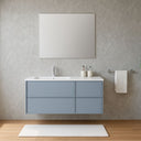 Mobile bagno sospeso con lavabo in ceramica e specchio 4 cassetti salvaspazio