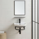 Mobile bagno sospeso con lavabo in ceramica e specchio design moderno