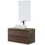 Suspended Bathroom Cabinet with Countertop Sink and Mirror 2 Space-Saving Wooden Drawers cm 80 – Canaletto Walnut