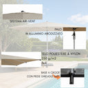 Ombrellone da Giardino 3x4 Decentrato Palo in Alluminio Top Poliestere 250 g/m2 Design Outdoor