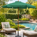 Ombrellone da giardino 300 cm palo centrale in legno telo poliestere con airvent e mantovana