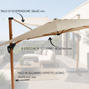 Ombrellone da Giardino 3x4 Palo Decentrato Girevole 360° Top 250 g/m2