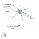 Ombrellone da Giardino ø 300 cm Palo Centrale Inclinabile Telo Poliestere 180 g/mq Ecru