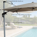 Ombrellone da Giardino 3x3 Decentrato Palo Alluminio Top Poliestere con Airvent Base Girevole 360°