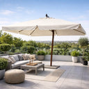 Ombrellone da giardino 3x3 palo decentrato in legno top poliestere ecru