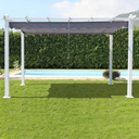 Pérgola de Jardín Exterior 3x3 con Cobertura Corredera de Poliéster Color Crudo 180 g/m2, Estructura de Acero - 300x300