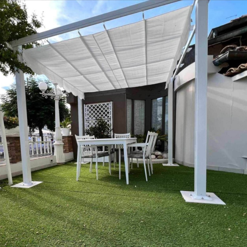 Gazebo Da Giardino Relaxdays 3x3m - Tenda Esterna Con Tetto In PE, Bianco, Per Feste E Festival - Foto 10