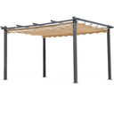 Pérgola de Jardín 3x4 Retráctil de Hoja de Poliéster Crudo 180 g/m2, Estructura de Acero para Exterior