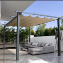 Pérgola de Jardín 3x4 Retráctil de Hoja de Poliéster Crudo 180 g/m2, Estructura de Acero para Exterior