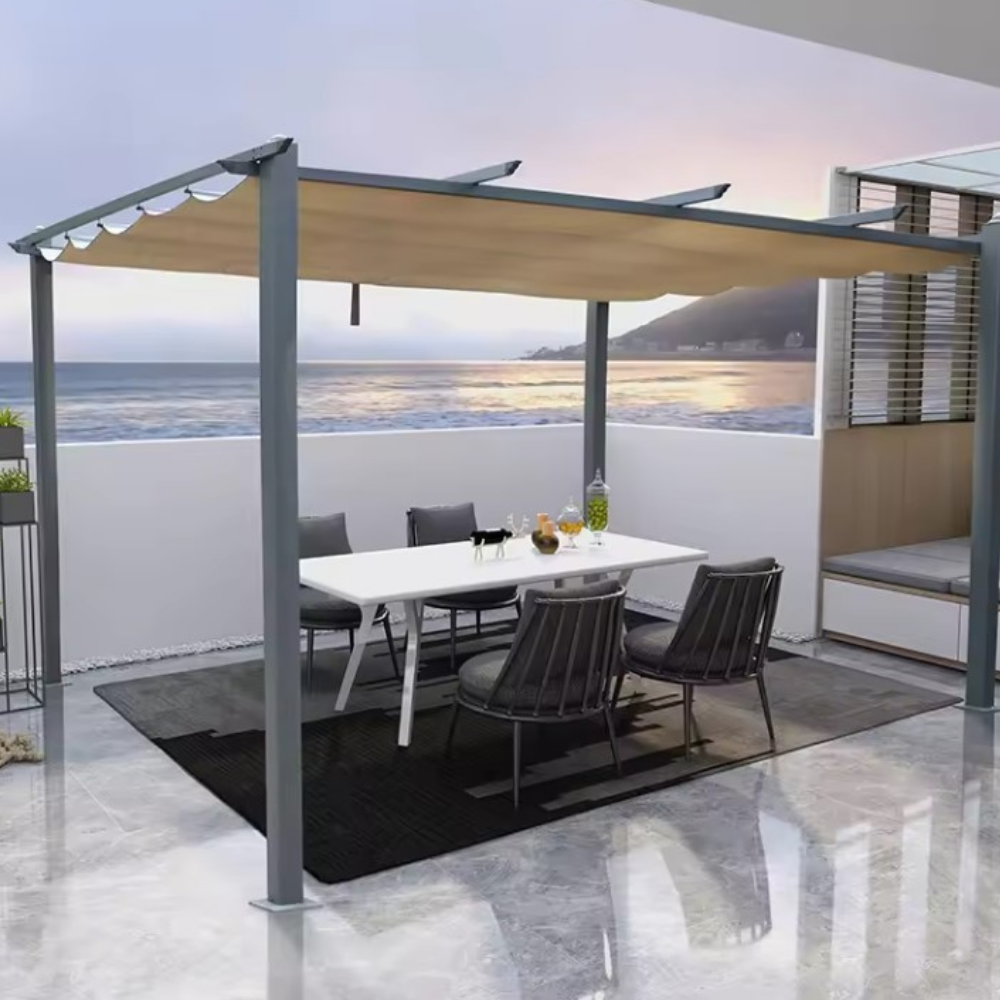 Pergola Giardino Outsunny 3x4m - Tenda Scorrevole Con Pareti Laterali - Foto 11