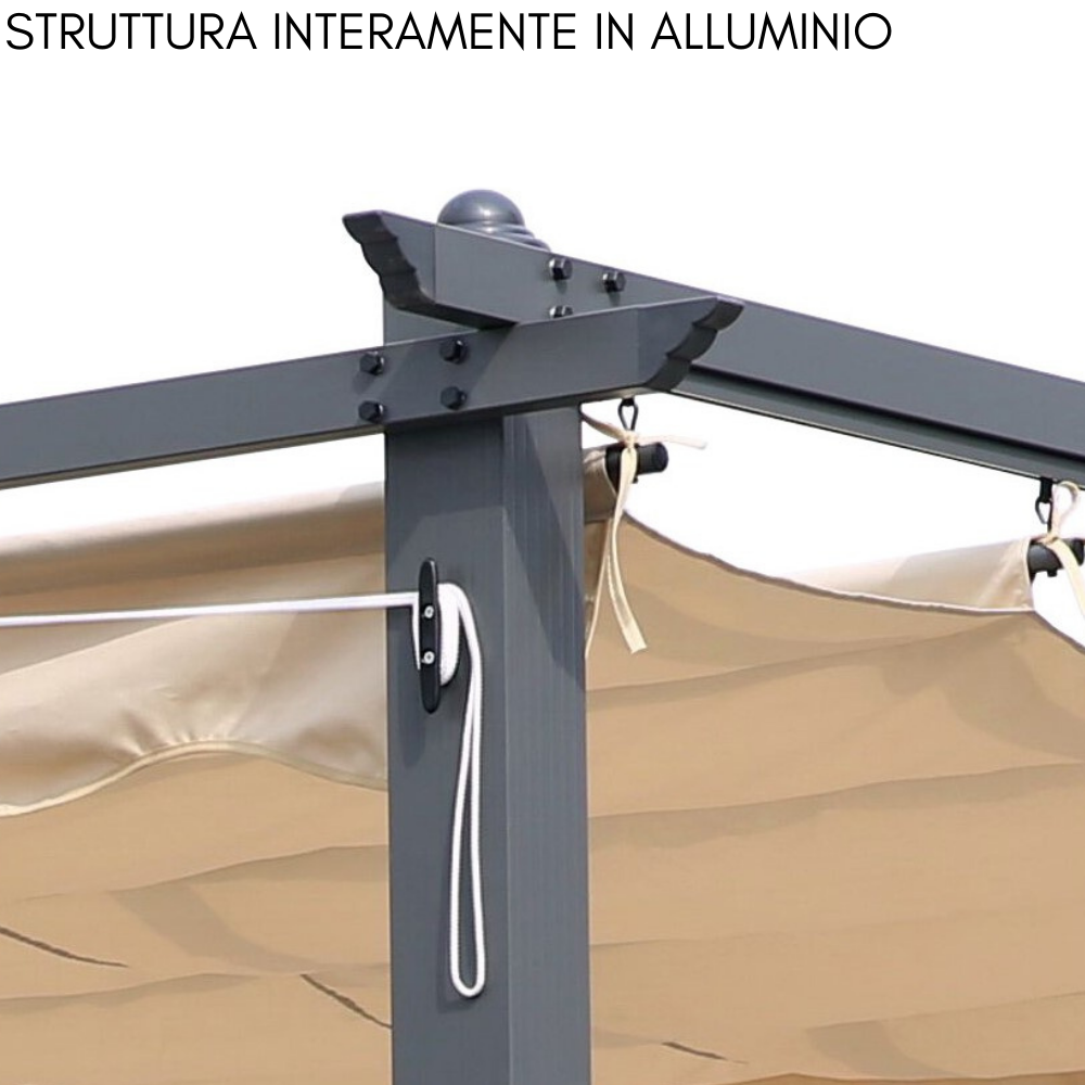 Pergola Giardino Outsunny 3x4m - Tenda Scorrevole Con Pareti Laterali - Foto 8