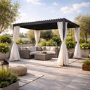 Pergola 3x3 da giardino esterno gazebo tende e zanzariera struttura acciaio e alluminio per piscina o terrazzo