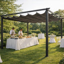 Pergola da Giardino 4x4 Telo Retrattile Poliestere Struttura Alluminio