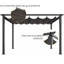 Pergola da Giardino 4x4 Telo Retrattile Poliestere Struttura Alluminio