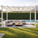 Pergola 3x3 da giardino esterno telo poliestere bianco struttura in metallo e alluminio