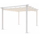 Pergola 3x3 da giardino esterno telo scorrevole retrattile poliestere bianco