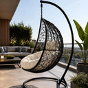 Poltrona Sospesa Uovo Sedia da Giardino Dondolo con Cuscini in Acciaio e Polirattan Relax e Comfort design outdoor