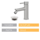 Rubinetto Bidet Miscelatore Monocomando Lavabo Bagno Moderno, con Piletta, Cromato