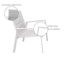 Set salotto da giardino divano 2 posti poltrone e tavolino in alluminio e textilene 