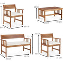 Salotto da Giardino 4 Posti con Cuscini, Set Tavolo e Sedie con Divano in Legno d'Acacia