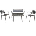 Salotto da giardino 4 posti set divano poltrone e tavolino in metallo