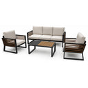 Set salotto da giardino 5 posti divano sedie con braccioli e cuscino e tavolino rettangolare per piscina terrazza patio