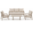Salotto da Giardino 5 Posti Set Divano Poltrone e Tavolino Struttura in Alluminio Cuscini in Poliestere Design Outdoor
