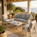 Salotto da Giardino 5 Posti Set Divano Poltrone e Tavolino Struttura in Alluminio Cuscini in Poliestere Comfort e Relax