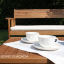 Salotto da Giardino 4 Posti con Cuscini, Set Tavolo e Sedie con Divano in Legno d'Acacia, Design Moderno