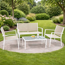 Steel and Textilene Garden Lounge Set, Sofa, Chairs and Table