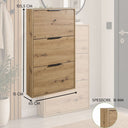 Scarpiera Slim Salvaspazio 3 Ante in Legno Melaminico FSC 65x15x105cm