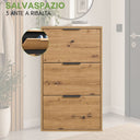 Scarpiera Slim Salvaspazio 3 Ante in Legno Melaminico FSC 65x15x105cm