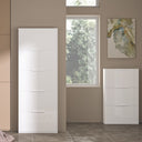 Scarpiera da Ingresso 5 Ante Ribalta Mobile Slim Salvaspazio in Legno FSC Design Moderno - Bianco Opaco 65x15x173 cm