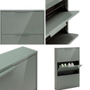 Scarpiera 3 ante a ribalta mobile slim porta scarpe in legno fsc pannello laccato verde