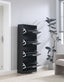 Space-saving Shoe Rack for Entrance 4 Doors Modern Slim in Melamine Wood - Black 63x24x155 cm