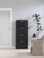 Space-saving Shoe Rack for Entrance 4 Doors Modern Slim in Melamine Wood - Black 63x24x155 cm