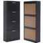 Space-saving Shoe Rack for Entrance 4 Doors Modern Slim in Melamine Wood - Black 63x24x155 cm