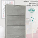 Scarpiera Slim da Ingresso 5 Ante a Ribalta, Mobile Porta Scarpe in Legno FSC - Cemento 65x15x164 cm