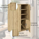 Scarpiera Salvaspazio 2 Ante 4 Ripiani Mobile Porta Scarpe da Interno Rovere Chiaro da Ingresso