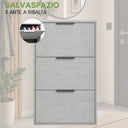 Scarpiera Slim Salvaspazio 3 Ante in Legno Melaminico FSC 65x15x105cm