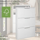 Scarpiera Slim Salvaspazio 3 Ante in Legno Melaminico FSC 65x15x105cm