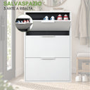 Scarpiera Slim Salvaspazio 3 Ante in Legno Melaminico FSC 65x15x105cm