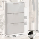 Scarpiera 3 ante a ribalta slim mobile porta scarpe bianco