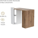 Scrivania Pc Ufficio e Casa Tavolo Porta Computer con Ampio Ripiano, Scaffale 2 Vani Salvaspazio, Legno Truciolare – 120x51x87cm