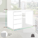 Scrivania Pc Ufficio 4 Cassetti Tavolo Ripiano Porta Compute in Legno FSC Bianco - 110x60x75 cm