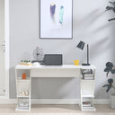 Office Desk Wooden PC Table with Large Shelf 6 Shelves, Modern Design for Home – 137x60x75 cm White